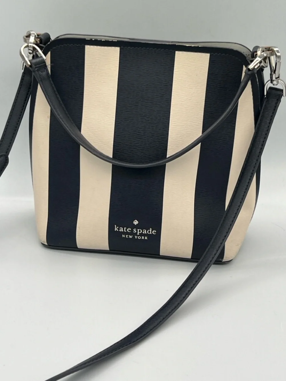 Kate Spade NY navy blue & Cream Stripe Crossbody Bag